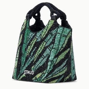 STAUD beaded cote bag green palm - rare